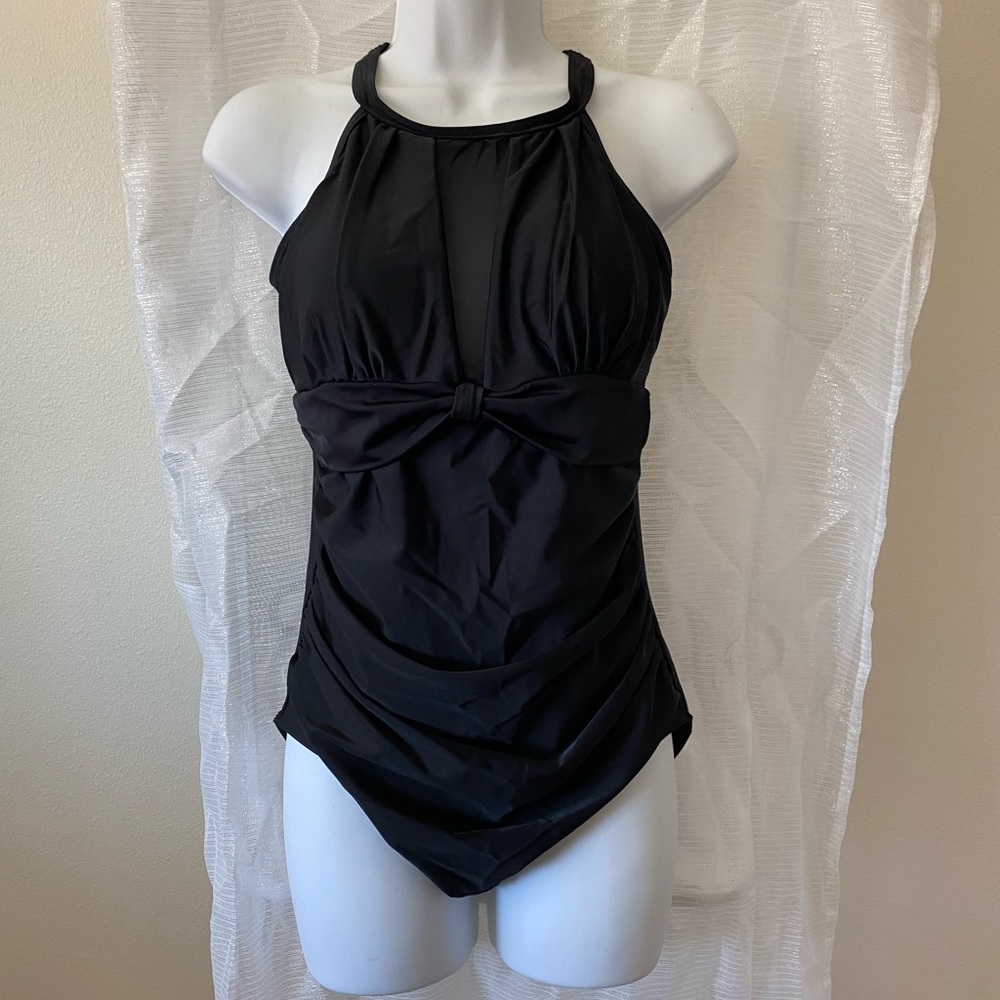 NWOT Sexy Black One Piece Swimsuit with Mesh Inserts sz Medium
